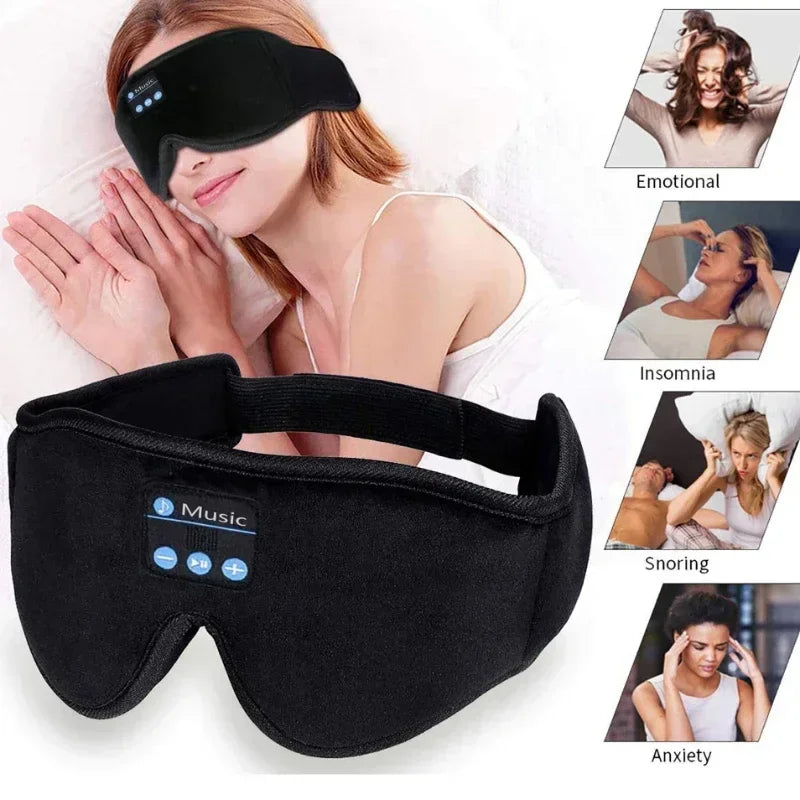 Sommeil Douceur                Masque de nuit 3D Bluetooth  Confort total avec musique intégrée. Haut-parleurs HD, écouteurs sans fil Bluetooth 5.0, idéal pour un sommeil profond, les voyages et la détente.