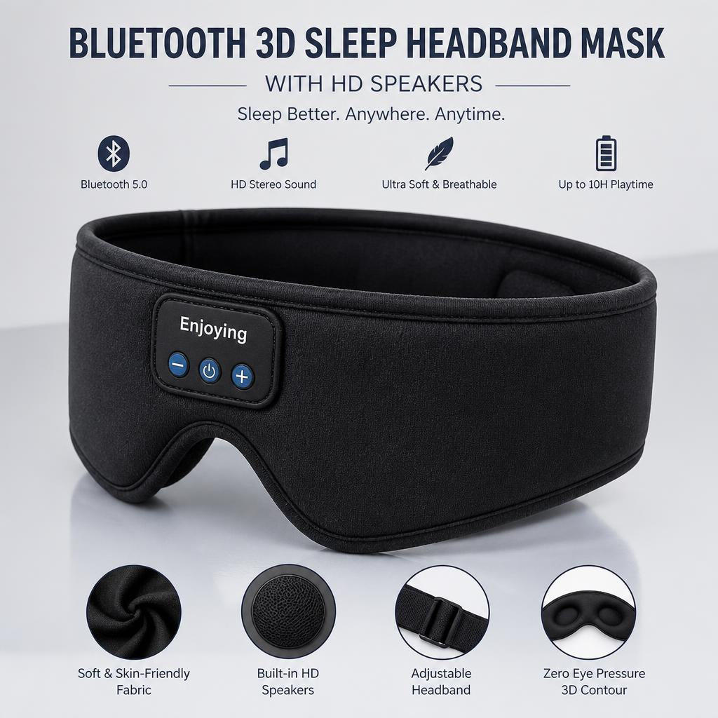 Casque de sommeil Bluetooth 3D avec haut-parleurs HD - vue produit