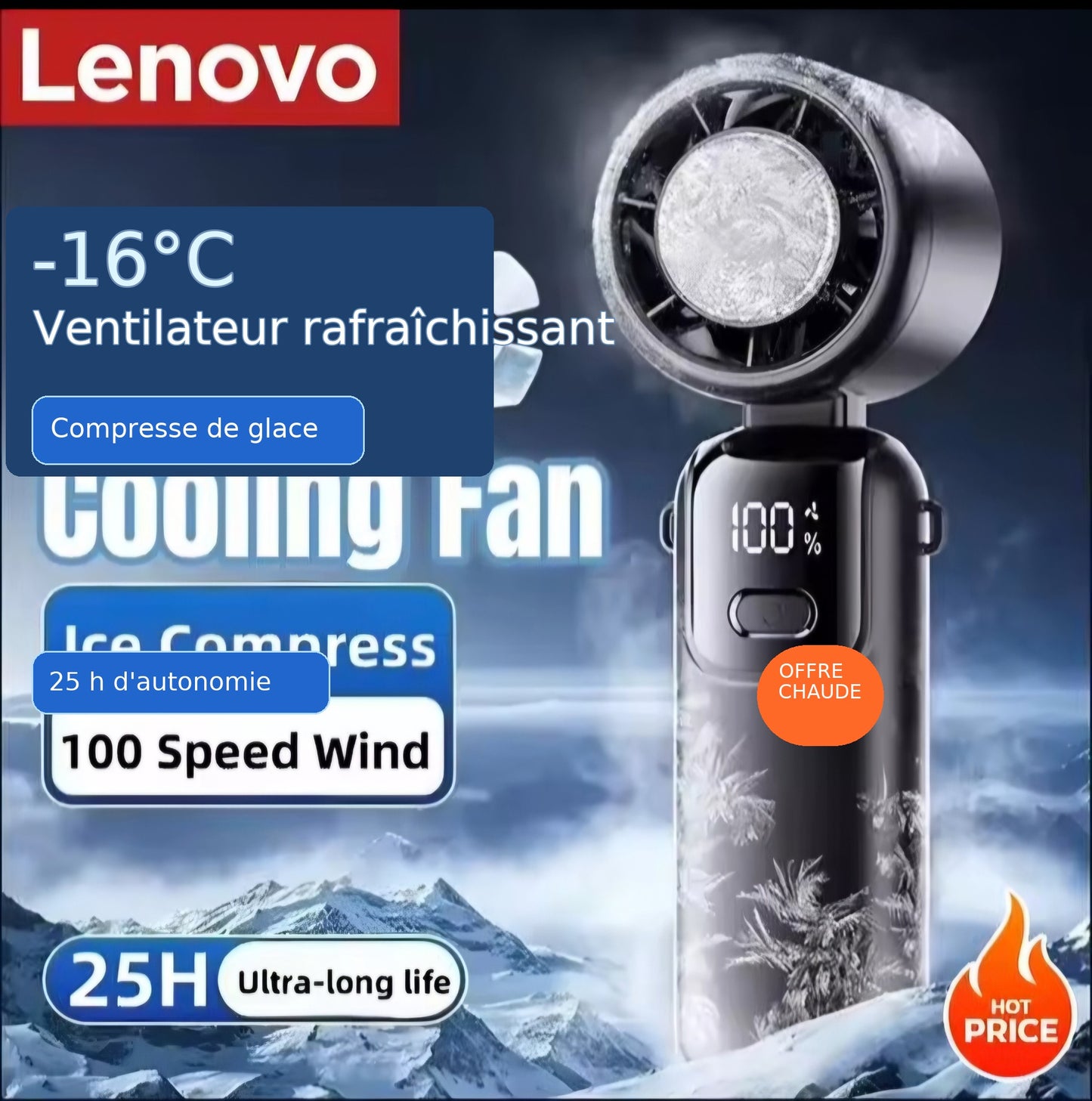 Ventilateur portable Lenovo Ice Cooling refroidissement rapide